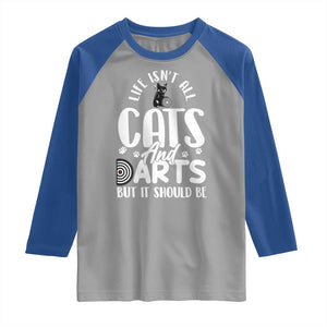 Kitty Lover Dartist Gift Raglan Shirt Life Should Be Cats And Darts TS12 Sport Gray Royal Print Your Wear