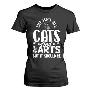 Kitty Lover Dartist Gift T Shirt For Women Life Should Be Cats And Darts TS12 Black Print Your Wear