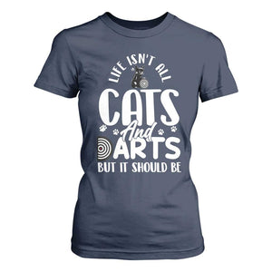 Kitty Lover Dartist Gift T Shirt For Women Life Should Be Cats And Darts TS12 Navy Print Your Wear