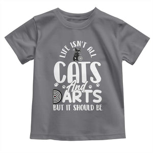 Kitty Lover Dartist Gift Toddler T Shirt Life Should Be Cats And Darts TS12 Charcoal Print Your Wear