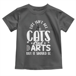 Kitty Lover Dartist Gift Toddler T Shirt Life Should Be Cats And Darts TS12 Dark Heather Print Your Wear