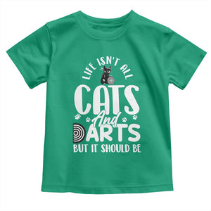 Kitty Lover Dartist Gift Toddler T Shirt Life Should Be Cats And Darts TS12 Irish Green Print Your Wear