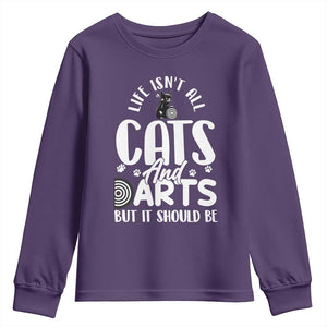 Kitty Lover Dartist Gift Youth Sweatshirt Life Should Be Cats And Darts TS12 Purple Print Your Wear