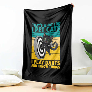 Funny Retro Sunset Cat Darts Throw Blanket I Pet Cats I Play Darts And I Know Things TS12 Print Your Wear