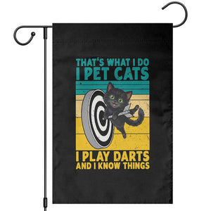Funny Retro Sunset Cat Darts Garden Flag I Pet Cats I Play Darts And I Know Things TS12 White Print Your Wear