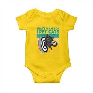 Funny Retro Sunset Cat Darts Baby Onesie I Pet Cats I Play Darts And I Know Things TS12 Daisy Print Your Wear