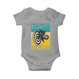 Funny Retro Sunset Cat Darts Baby Onesie I Pet Cats I Play Darts And I Know Things TS12 Sport Gray Print Your Wear