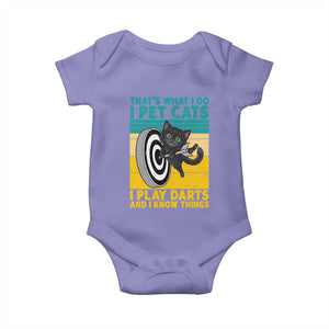 Funny Retro Sunset Cat Darts Baby Onesie I Pet Cats I Play Darts And I Know Things TS12 Violet Print Your Wear