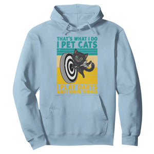 Funny Retro Sunset Cat Darts Hoodie I Pet Cats I Play Darts And I Know Things TS12 Light Blue Print Your Wear