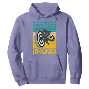 Funny Retro Sunset Cat Darts Hoodie I Pet Cats I Play Darts And I Know Things TS12 Violet Print Your Wear