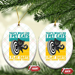 Funny Retro Sunset Cat Darts Ceramic Ornament I Pet Cats I Play Darts And I Know Things TS12 Print Your Wear