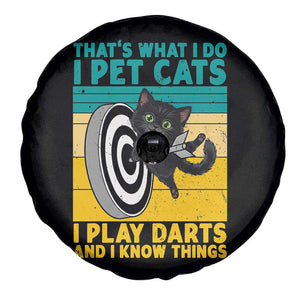 Funny Retro Sunset Cat Darts Spare Tire Cover I Pet Cats I Play Darts And I Know Things TS12 Print Your Wear