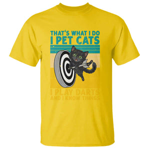 Funny Retro Sunset Cat Darts T Shirt I Pet Cats I Play Darts And I Know Things TS12 Daisy Print Your Wear