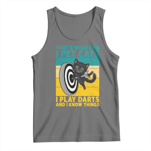 Funny Retro Sunset Cat Darts Tank Top I Pet Cats I Play Darts And I Know Things TS12 Black Heather Print Your Wear