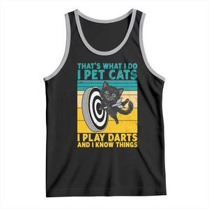 Funny Retro Sunset Cat Darts Tank Top I Pet Cats I Play Darts And I Know Things TS12 Black Athletic Heather Print Your Wear