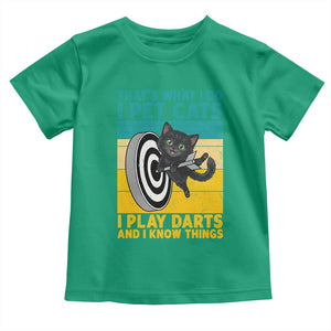 Funny Retro Sunset Cat Darts Toddler T Shirt I Pet Cats I Play Darts And I Know Things TS12 Irish Green Print Your Wear