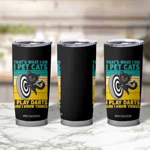 Funny Retro Sunset Cat Darts Tumbler Cup I Pet Cats I Play Darts And I Know Things TS12 Print Your Wear