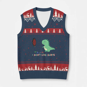 Funny Dinosaur Dartist Player Gift V-Neck Knit Sweater Vest I Do Not Like Darts TS12 Navy Red Print Your Wear