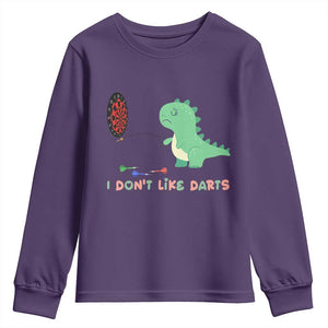 Funny Dinosaur Dartist Player Gift Youth Sweatshirt I Do Not Like Darts TS12 Purple Print Your Wear