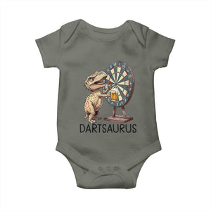 Dartsaurus Baby Onesie Funny Dinosaur Dart Player Gift TS12 Military Green Print Your Wear