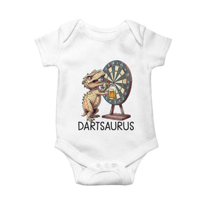 Dartsaurus Baby Onesie Funny Dinosaur Dart Player Gift TS12 White Print Your Wear