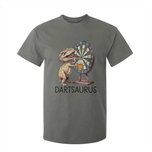 Dartsaurus T Shirt For Kid Funny Dinosaur Dart Player Gift TS12 Military Green Print Your Wear
