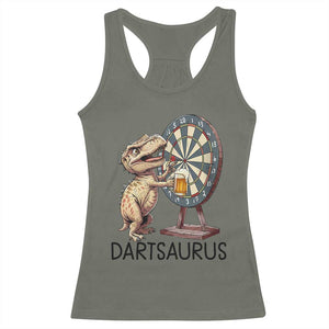 Dartsaurus Racerback Tank Top Funny Dinosaur Dart Player Gift TS12 Military Green Print Your Wear