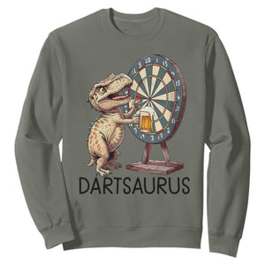 Dartsaurus Sweatshirt Funny Dinosaur Dart Player Gift TS12 Military Green Print Your Wear