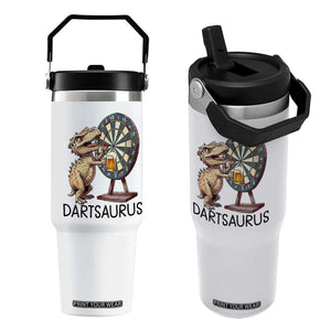 Dartsaurus Flip Straw Tumbler Funny Dinosaur Dart Player Gift TS12 One Size: 30 oz White Print Your Wear