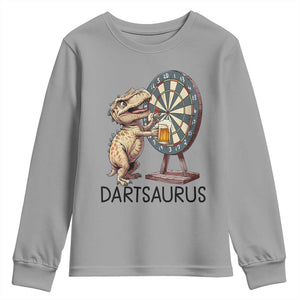 Dartsaurus Youth Sweatshirt Funny Dinosaur Dart Player Gift TS12 Sport Gray Print Your Wear