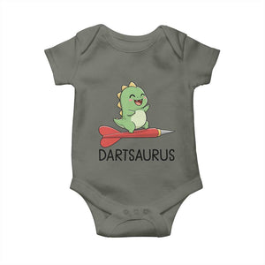 Cute Dartsaurus Playing Dart Baby Onesie Dinosaur Lover Gift TS12 Military Green Print Your Wear