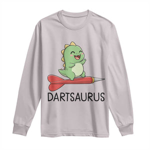 Cute Dartsaurus Playing Dart Long Sleeve Shirt Dinosaur Lover Gift TS12 Ice Gray Print Your Wear
