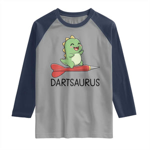 Cute Dartsaurus Playing Dart Raglan Shirt Dinosaur Lover Gift TS12 Sport Gray Navy Print Your Wear