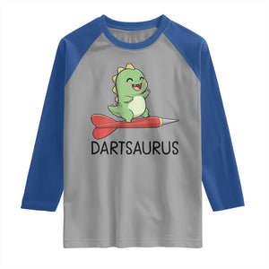 Cute Dartsaurus Playing Dart Raglan Shirt Dinosaur Lover Gift TS12 Sport Gray Royal Print Your Wear