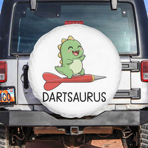 Cute Dartsaurus Playing Dart Spare Tire Cover Dinosaur Lover Gift TS12 No hole White Print Your Wear