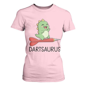 Cute Dartsaurus Playing Dart T Shirt For Women Dinosaur Lover Gift TS12 Light Pink Print Your Wear