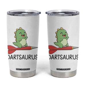 Cute Dartsaurus Playing Dart Tumbler Cup Dinosaur Lover Gift TS12 White Print Your Wear