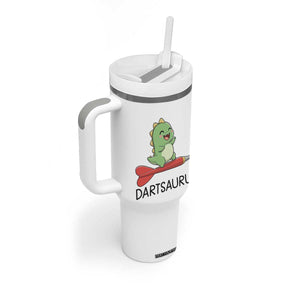 Cute Dartsaurus Playing Dart Tumbler With Handle Dinosaur Lover Gift TS12 Print Your Wear