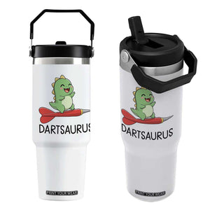 Cute Dartsaurus Playing Dart Flip Straw Tumbler Dinosaur Lover Gift TS12 One Size: 30 oz White Print Your Wear