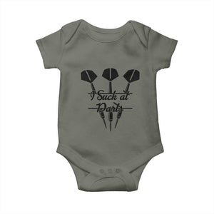 Funny I Suck At Darts Baby Onesie Bar Game Lover Dartist Gift TS12 Military Green Print Your Wear