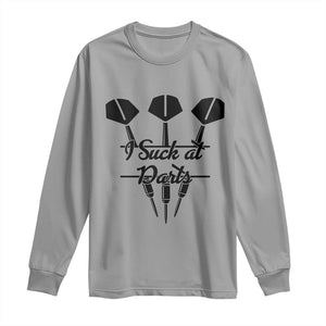 Funny I Suck At Darts Long Sleeve Shirt Bar Game Lover Dartist Gift TS12 Sport Gray Print Your Wear
