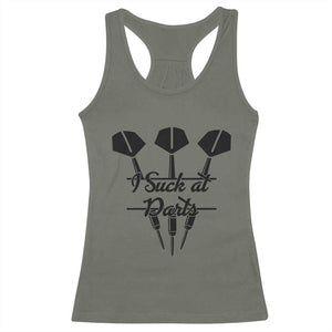 Funny I Suck At Darts Racerback Tank Top Bar Game Lover Dartist Gift TS12 Military Green Print Your Wear