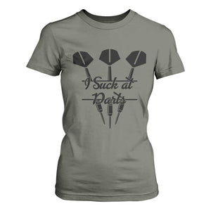 Funny I Suck At Darts T Shirt For Women Bar Game Lover Dartist Gift TS12 Military Green Print Your Wear