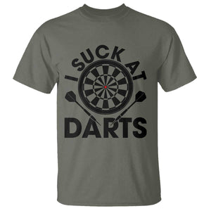 Funny I Suck At Darts T Shirt Darts Lover Gift For Bad Players TS12 Military Green Print Your Wear