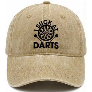 Funny I Suck At Darts Washed Cotton Baseball Cap Darts Lover Gift For Bad Players TS12 Print Your Wear