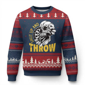 Funny Skeleton Darts Player Ugly Christmas Sweater I Suck At Darts TS12 Navy Red Print Your Wear