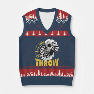 Funny Skeleton Darts Player V-Neck Knit Sweater Vest I Suck At Darts TS12 Navy Red Print Your Wear