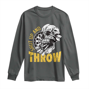 Funny Skeleton Darts Player Long Sleeve Shirt I Suck At Darts TS12 Dark Heather Print Your Wear