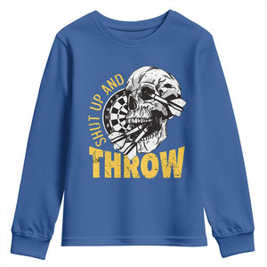 Funny Skeleton Darts Player Youth Sweatshirt I Suck At Darts TS12 Royal Blue Print Your Wear