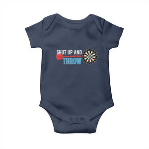 Shut Up And Throw Baby Onesie Funny Darts Player Gift TS12 Navy Print Your Wear